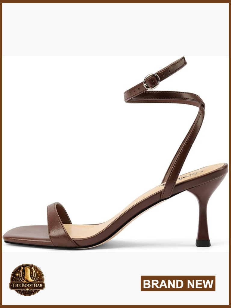 Strappy Kitten Heel Sandals Square Open Toe Ankle Wrap Lace Up Dress Shoes
